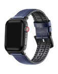 Onyx Genuine Leather Band with Silicone Backing for Apple Watch