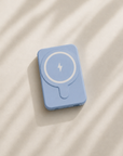 Ice blue ultra slim magnetic MagSafe power bank for iPhone
