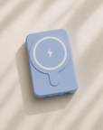 Ice blue slim magnetic power bank for iPhone, MagSafe-compatible