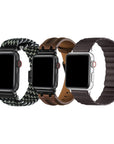 Apple Watch with Milanese Loop Bands - Black, Brown, and Charcoal Braided Bands