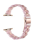 Aria Pink Tortoise Resin Apple Watch® Band Close-Up of Polished Links and Closure