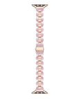 Aria Pink Tortoise Resin Band for Apple Watch® Laid Flat Close Up of Links and Closure