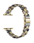 Aria Light Natural Tortoise Resin Apple Watch® Band Close-Up of Polished Links and Closure
