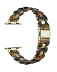Aria Tortoise Resin Apple Watch® Band Close-Up of Polished Links and Closure