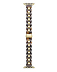 Aria Tortoise Resin Band for Apple Watch® Laid Flat Close Up of Links and Closure