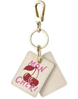 Back Angle of Mirrored Leather AirTag® Charm with Gold Keyring Hardware by Posh Tech