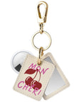 Mon Cheri Cherry Mirrored Metallic Leather AirTag® Bag Charm by Posh Tech