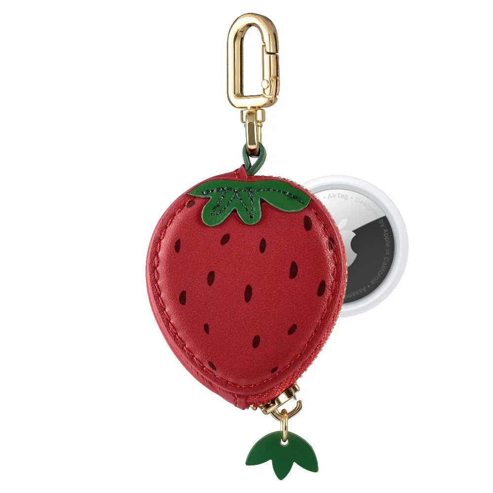 Strawberry Leather Bag Charm for AirTag® | Posh Tech display picture 3