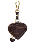 Heart Croc Leather Bag Charm in Brown for AirTag® by Posh Tech