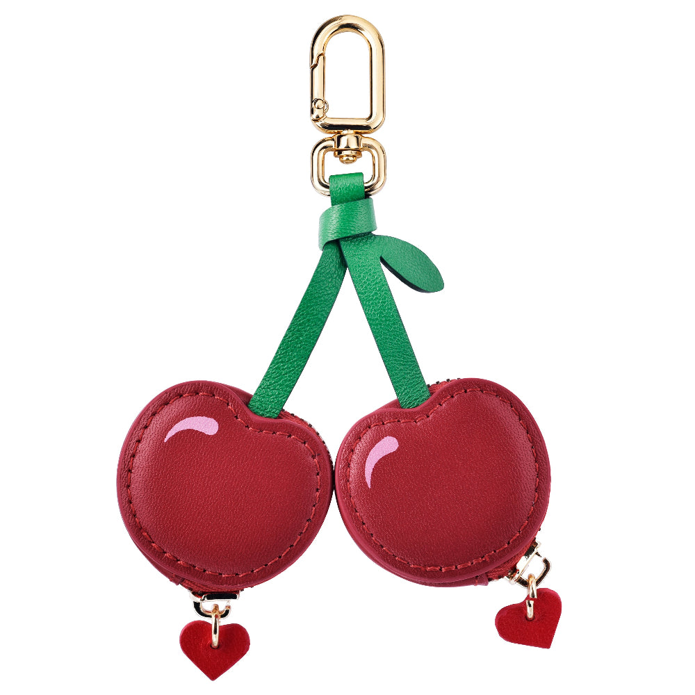 Cherry Leather Bag Charm for AirTag