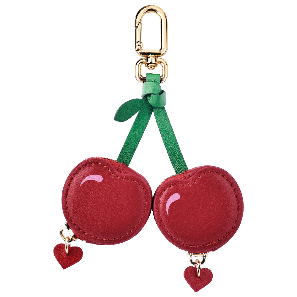 Cherry Leather Bag Charm for AirTag