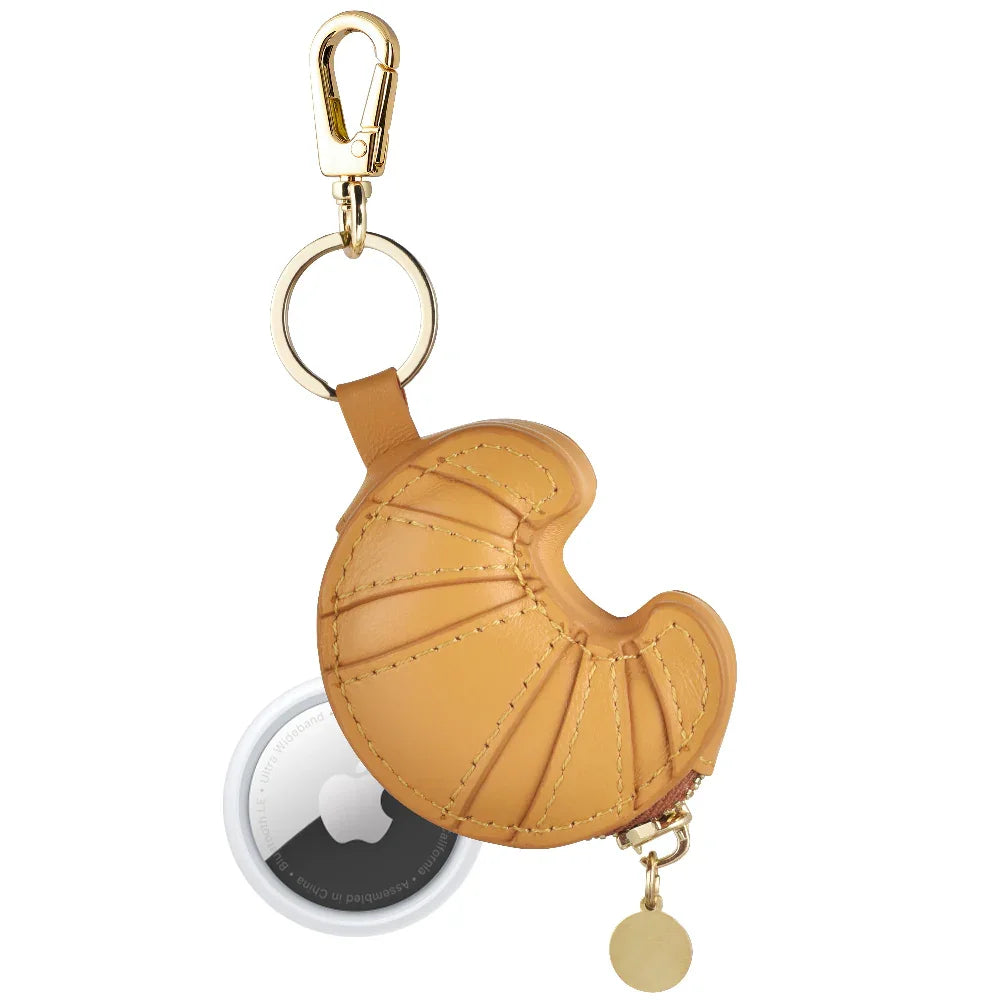  Croissant Bag Charm クロワッサン タグ付き Croissant Leather AirTag® Bag Charm – Cute & Chic AirTag® Case for