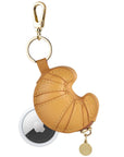 Croissant Leather AirTag® Bag Charm with Gold Clasp by Posh Tech