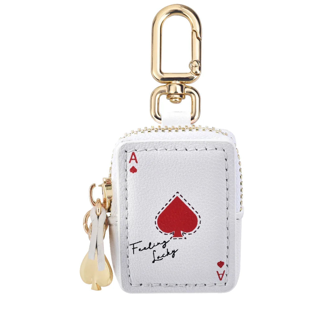 Feeling Lucky Leather Bag Charm for Airtag® - Ace of Spades White
