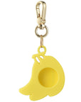 Back view of Banana silicone AirTag bag charm with cutout opening by Posh Tech