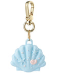 Posh Tech blue silicone seashell bag charm for AirTag with starfish, pearl, and shell detailing
