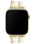 Gold Beaded Stretch Apple Watch® Band on Wrist by Posh Tech
