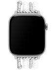 Silver Beaded Stretch Apple Watch® Band on Wrist by Posh Tech