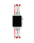 Cherry Beaded Stretch Apple Watch® Band Close-Up on Wrist by Posh Tech