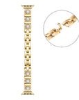 Posh Tech Gaia pearl and gold chain-link Apple Watch band, coiled full-length view
