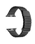 Black Magnetic Vegan Leather Apple Watch® Band Close Up by Posh Tech
