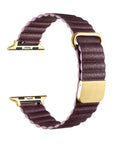 Cherry Lacquer Magnetic Vegan Leather Apple Watch® Band Close Up by Posh Tech