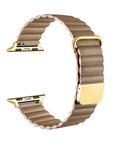 Tan Magnetic Vegan Leather Apple Watch® Band Close Up by Posh Tech