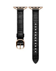 Black Croc Leather Apple Watch® Band with Closure