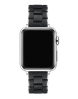 Black Sporty Apple Watch® Band with Metal Accents on Wrist by Posh Tech