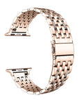 Rose gold rhinestone stainless steel Apple Watch band, floating layout