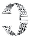 Silver rhinestone stainless steel Apple Watch band, floating link layout