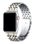Posh Tech Remy two-tone silver gold rhinestone Apple Watch band on watch