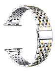 Two-tone silver and gold rhinestone Apple Watch band, floating layout