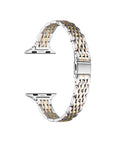 Silver Skinny Tri-Tone Metal Apple Watch® Band Close-Up of Polished Links