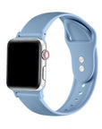 Ice blue silicone Apple Watch® band fastened on the watch case, front view