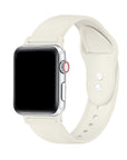 Ivory silicone Apple Watch® band fastened on the watch case, front view
