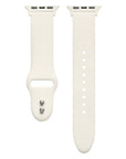 Ivory silicone Apple Watch® band close-up, detail view of molded texture and pin closure holes