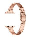Skinny Rose Gold Metal Apple Watch® Band Close-Up of Polished Links