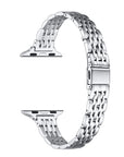 Skinny Silver Metal Apple Watch® Band Close-Up of Polished Links