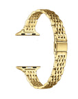 Skinny Gold Metal Apple Watch® Band Close-Up of Polished Links