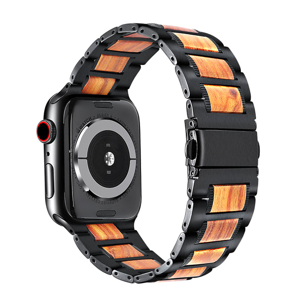 Wallace Stainless Steel & Wood Detail Replacement Band for Apple Watch
