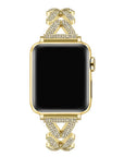 Valentina Rhinestone Gold Metal Band for Apple Watch® on Wrist by Posh Tech