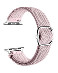 Light Pink nylon loop Apple Watch band shown in a closed loop, front and back view