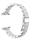 Silver and grey silicone Apple Watch band floating link layout