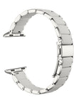 Silver and grey silicone Apple Watch band floating link layout