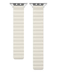 Two ivory sport band straps with silver metal hardware, displayed side-by-side on a plain white background.