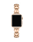 Aphrodite Heart Rose Gold Stainless Steel Band for Apple Watch® on Wrist by Posh Tech