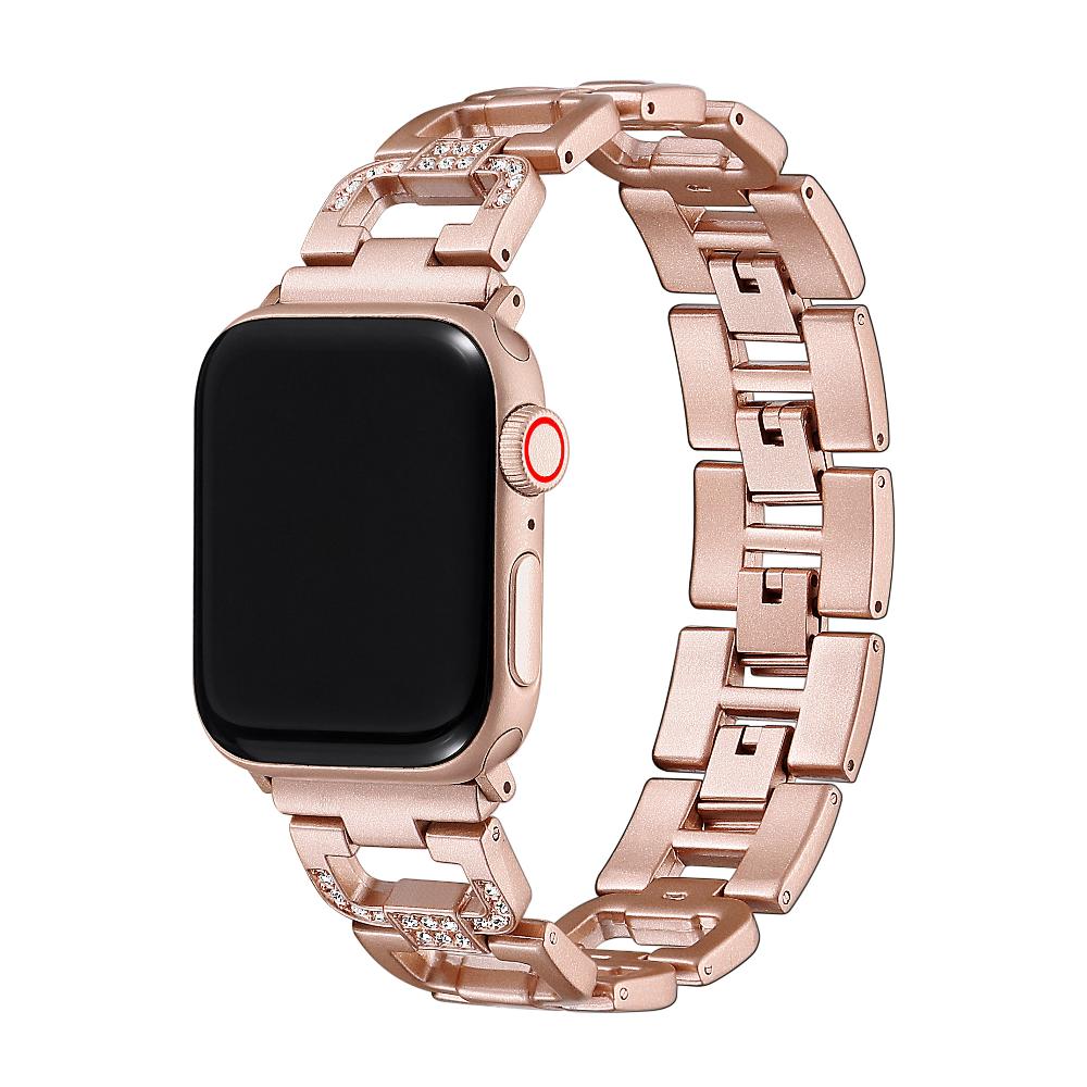 Tiana Slim Rose Gold Apple Watch Band with Rhinestones – Posh Tech