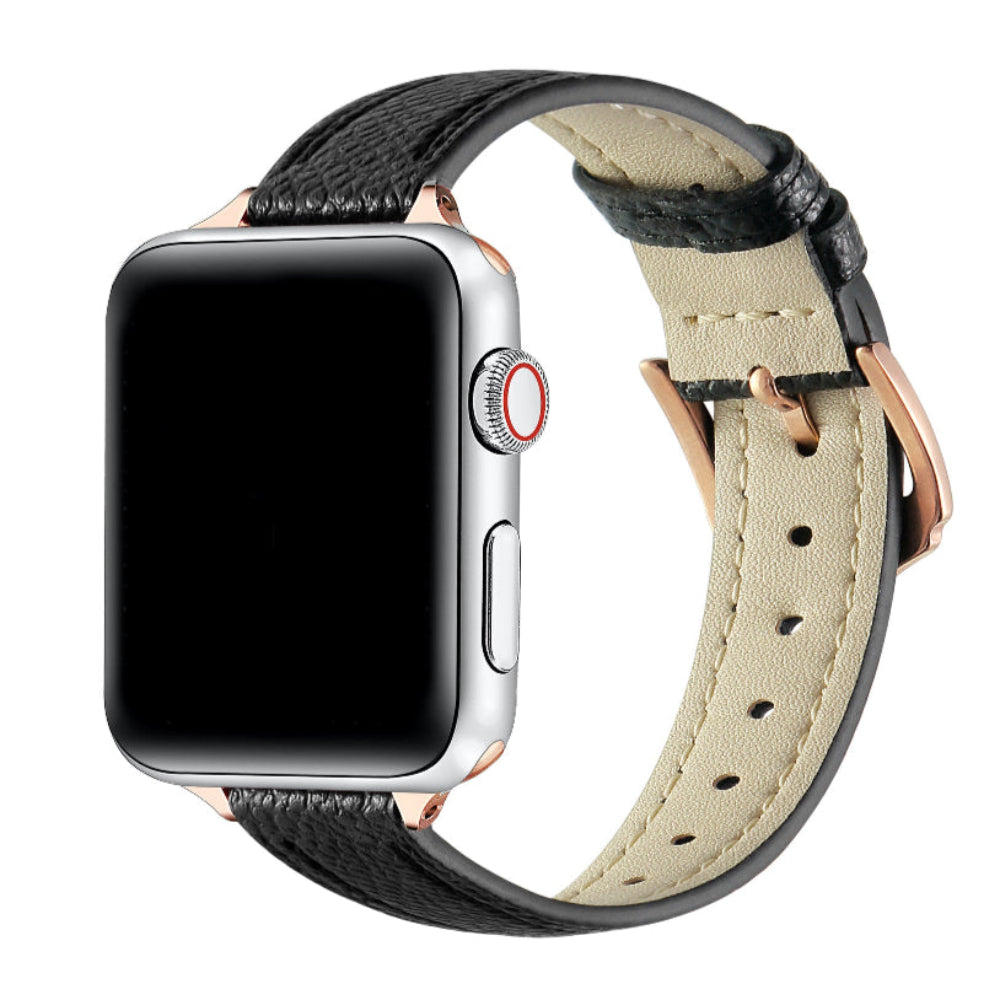 Cleo Black Skinny Leather Apple Watch® Band by Posh Tech 