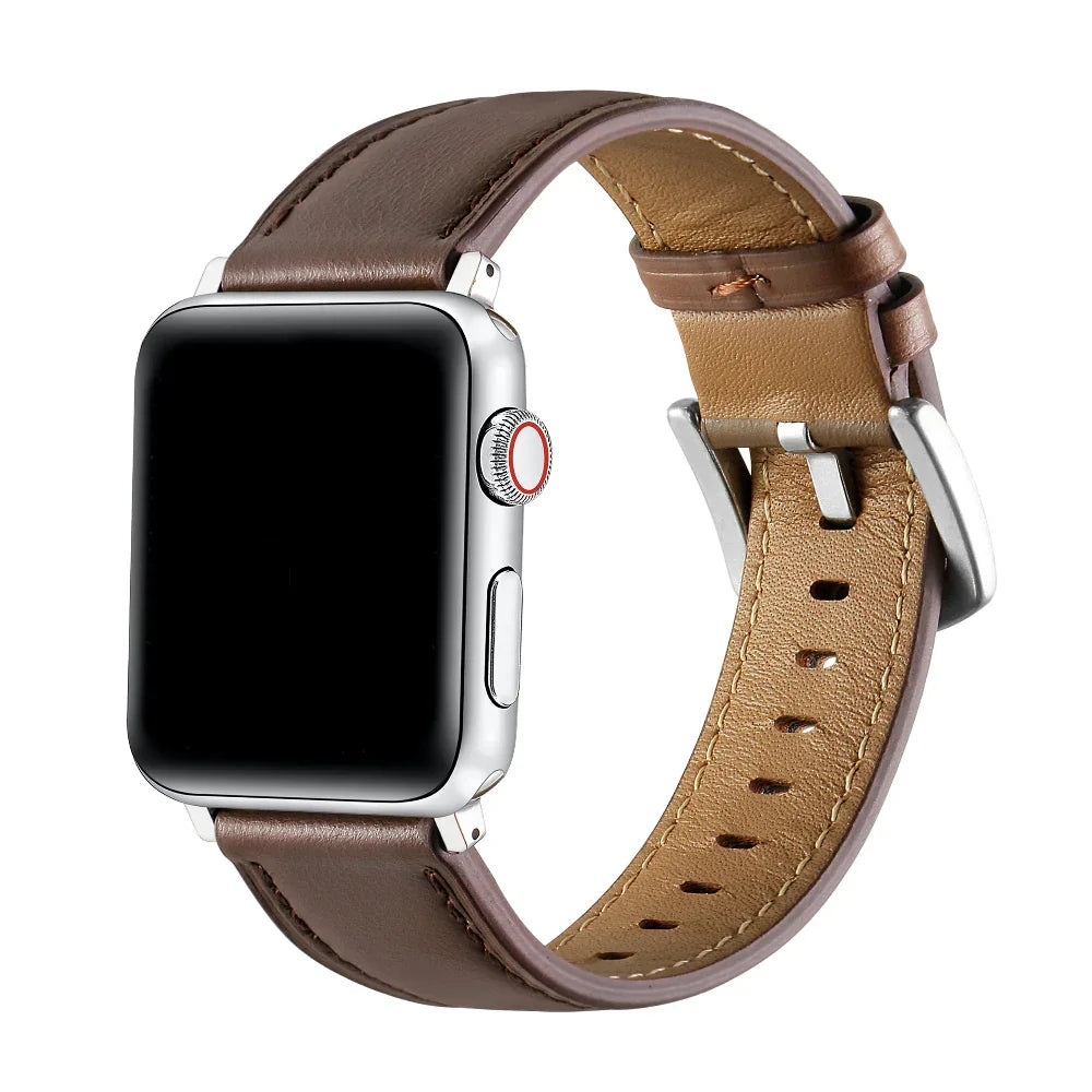 Genuine Leather Apple Watch Band with Buckle Closure, Adjustable Diem Genuine Leather Band With Magnetic Buckle For Apple  main image 3
